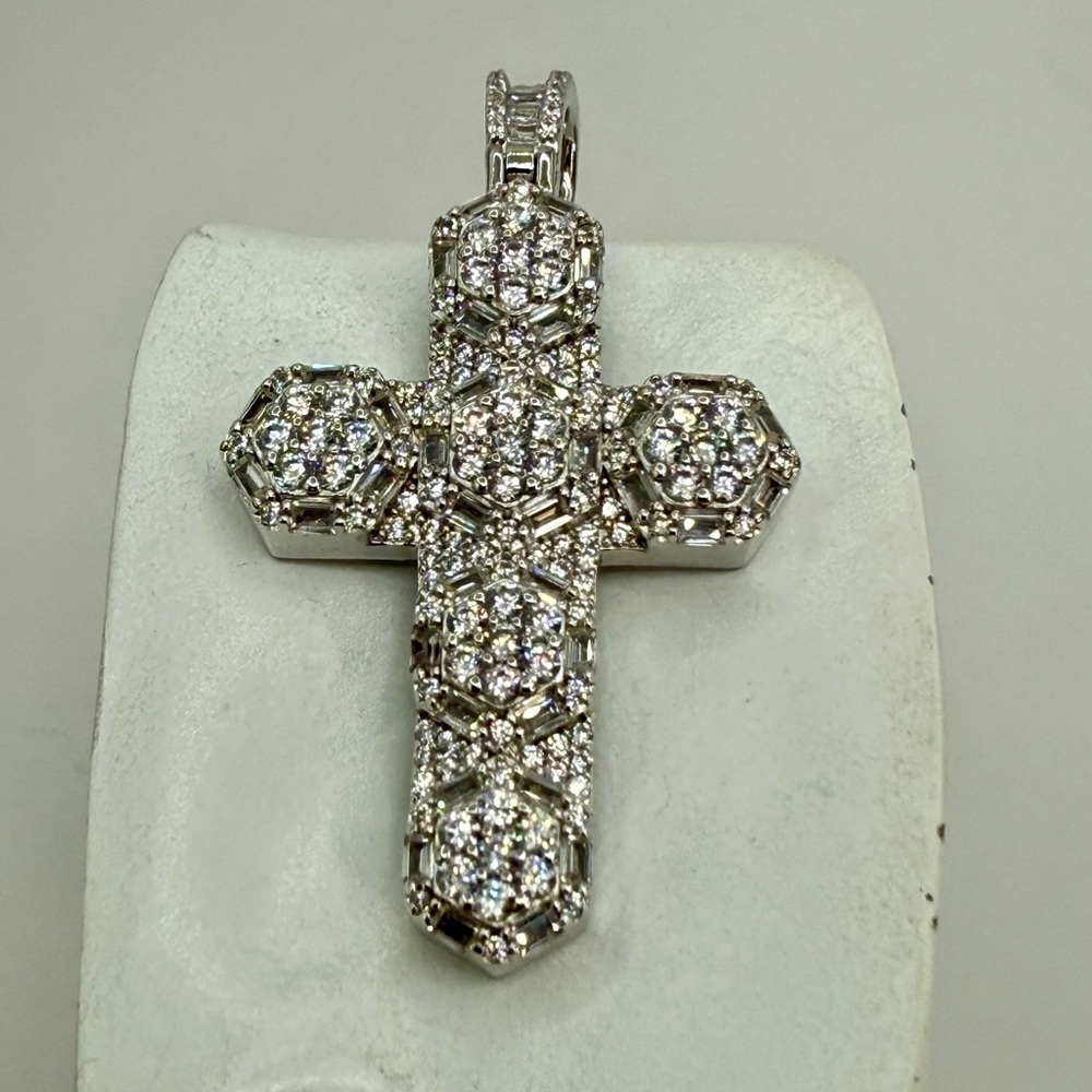 Sterling Silver CZ Cross Pendant – 3” Statement Design - Picture 9 of 17